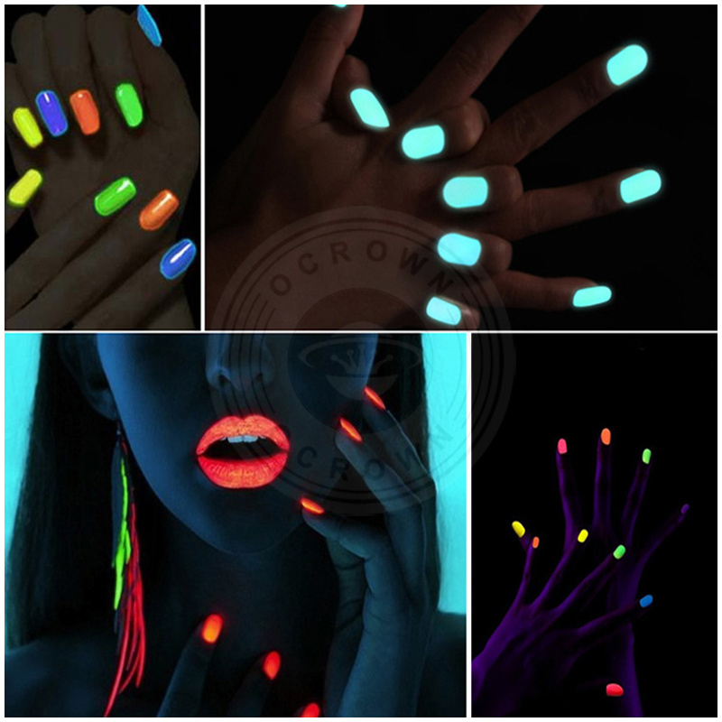 DIY Glow in The Dark Nail Art, Neon Luminescence Powder Pigment