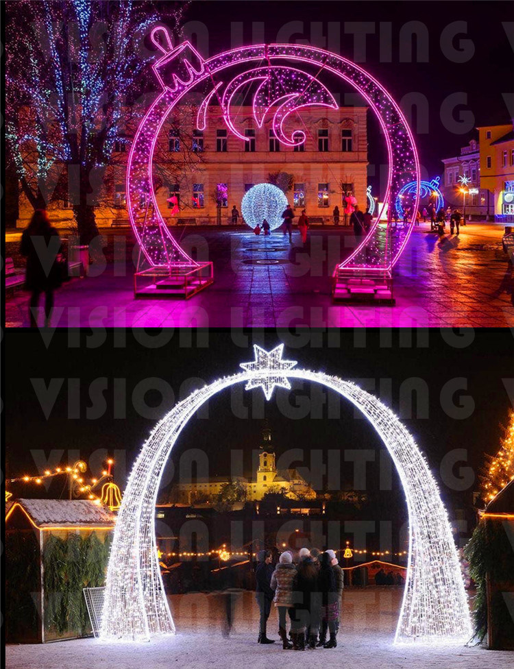 Outdoor Christmas Decorations LED 3D Arch Walkthrough Motif Lights