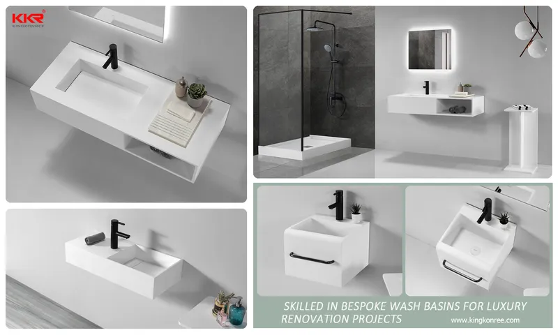 Metal Suport Vanity Set Bathroom Solid Surface Basin