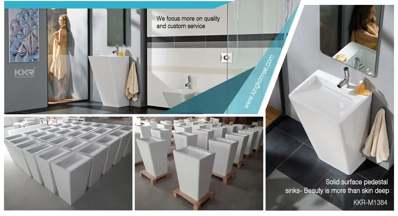 Wholesale Solid Surface Bathroom Wash Hand Basin Pedestal Sink