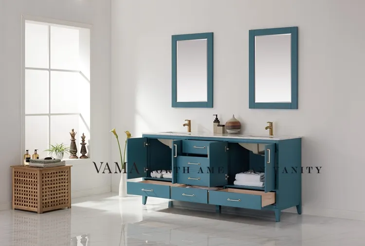 Vama 72 Inch American Hot Sale Tiny House Bathroom Vanity with Bathroom Mirrors 541072