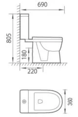 Sairi Bathroom Sanitary Ware Ceramic Wash Down Two Piece Wc Toilet