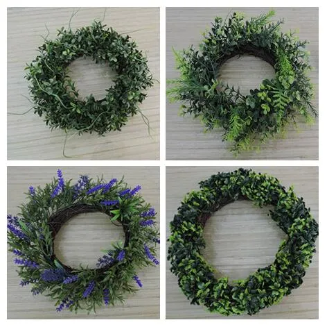 Dia14 Inch Artificial PE Lavender Wall Hanging Wreath Decoration