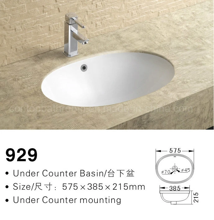 Bathroom Sanitaryware Oval Undermount Ceramic Wash Basin