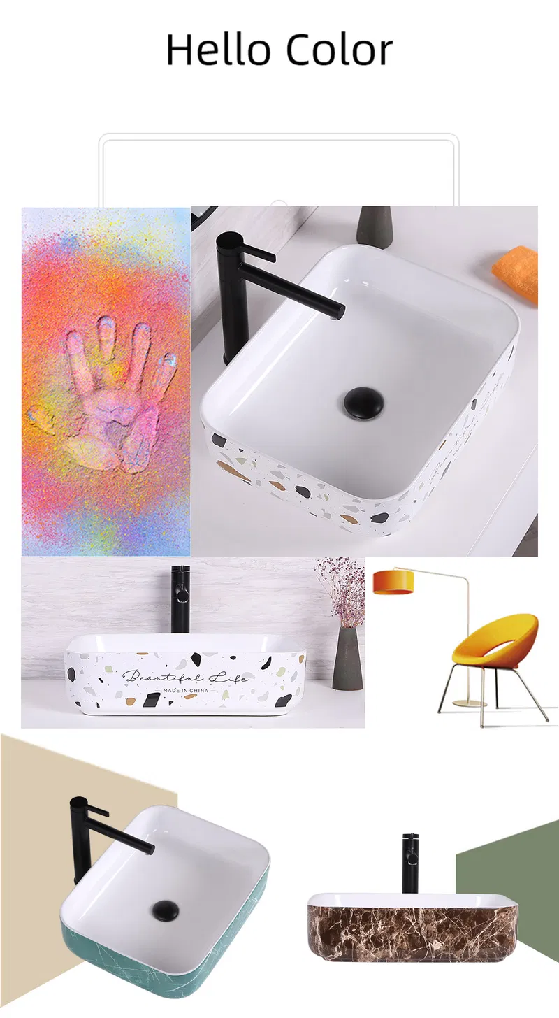 New Style Sanitary Ware White Color Art Decorated Wash Basin for Bathroom