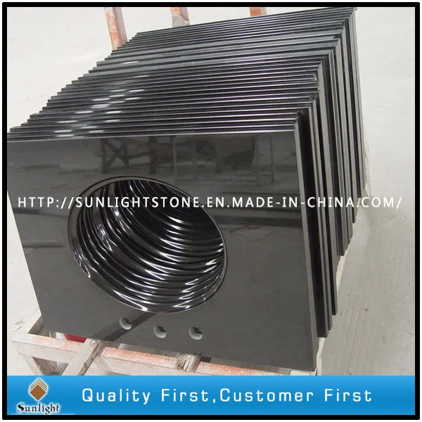 Polished Absolute Shanxi Black Granite Vanity Tops for Bathroom and Washroom