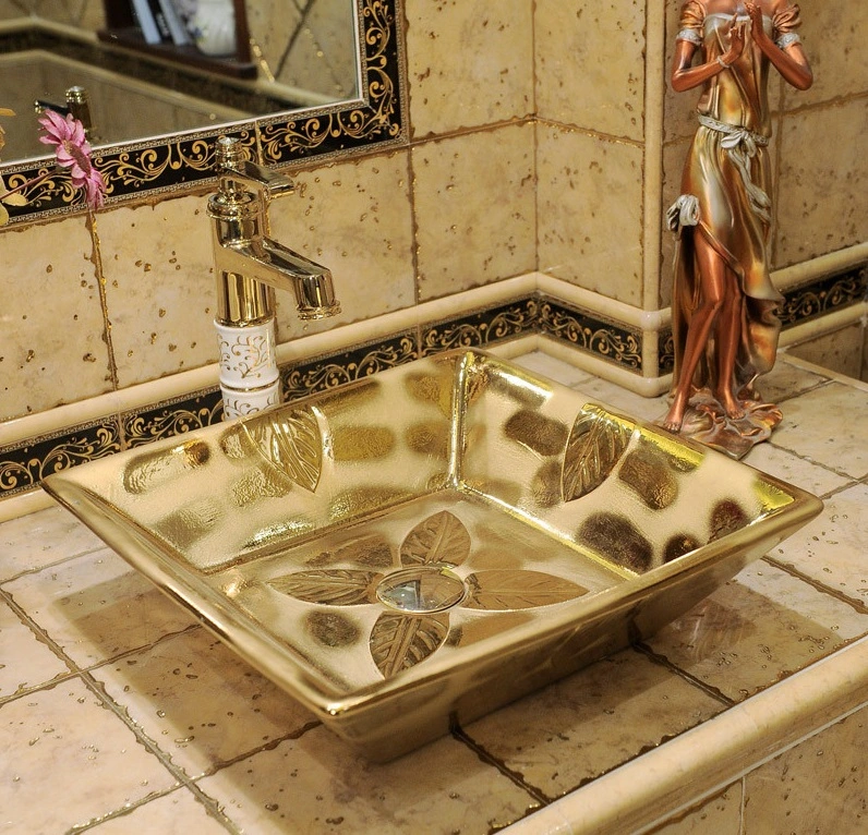 Sanitary Ware Bathroom Accessories Luxury Silver Sink Rose Gold Wash Basin for Villa