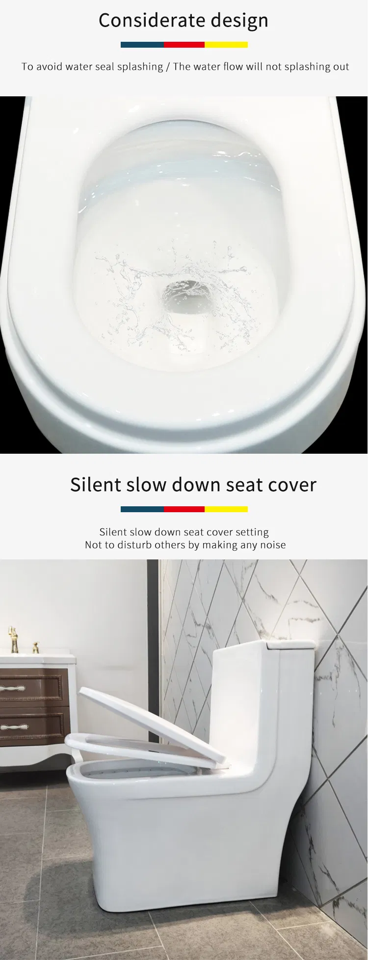 Amt8007 Bathroom Sanitary Ware Wc Siphonic One-Piece Water Closet Ceramic Toilet