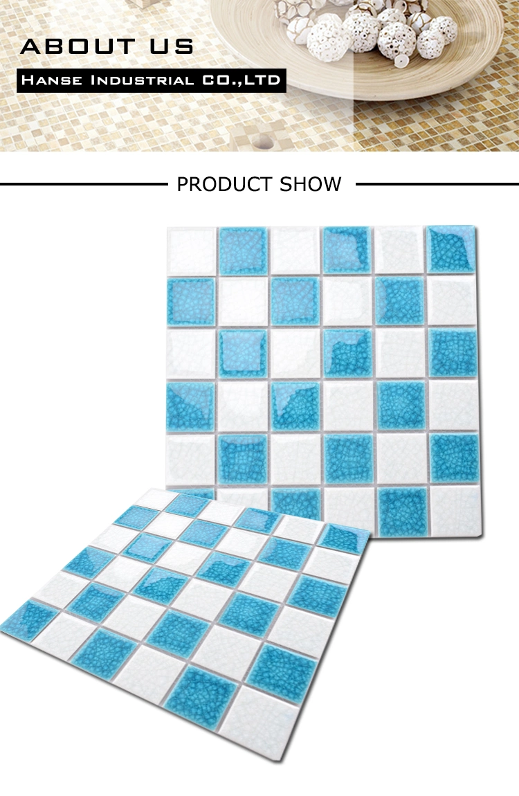 Australia Style Apartment Bathroom Decorative Ceramic Blue White Mosaic Tile