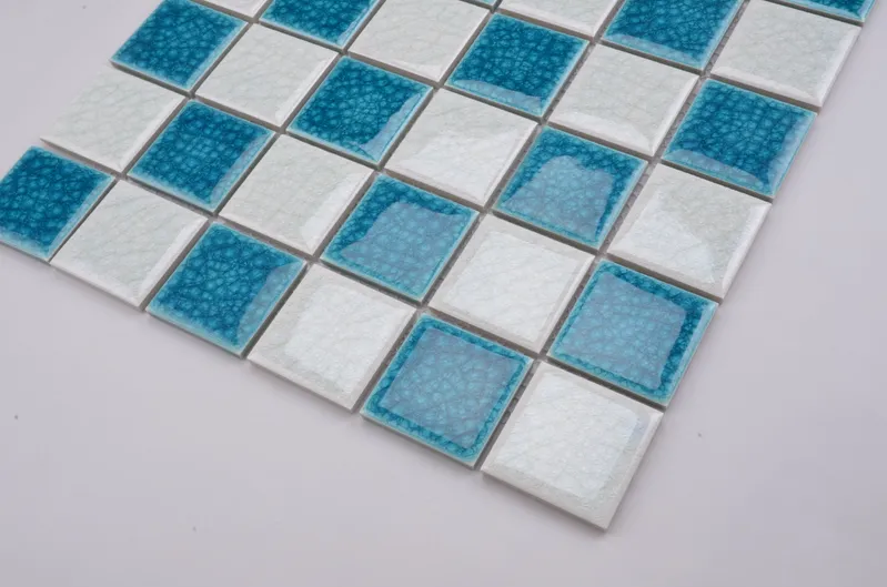 Australia Style Apartment Bathroom Decorative Ceramic Blue White Mosaic Tile