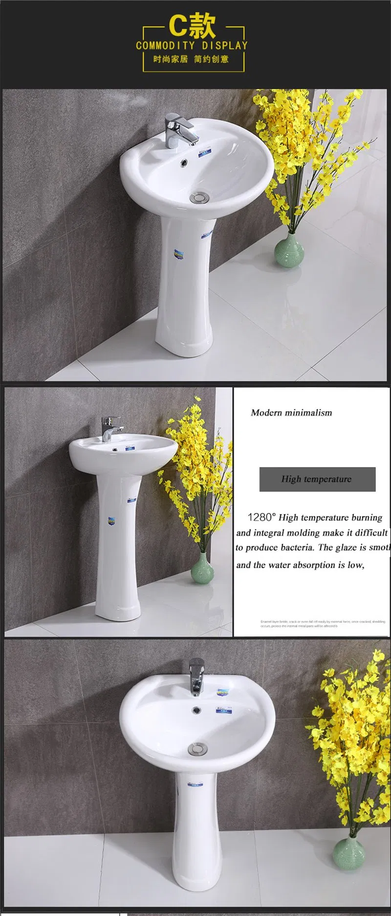 Ceramic Wall-Hung Wash Basin Bathroom Sanitary Ware Bc-7461
