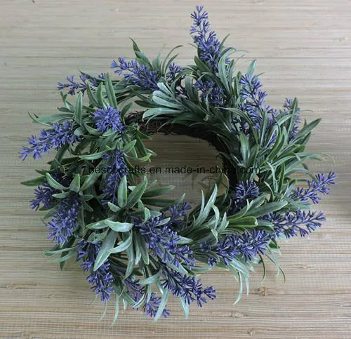 Dia14 Inch Artificial PE Lavender Wall Hanging Wreath Decoration