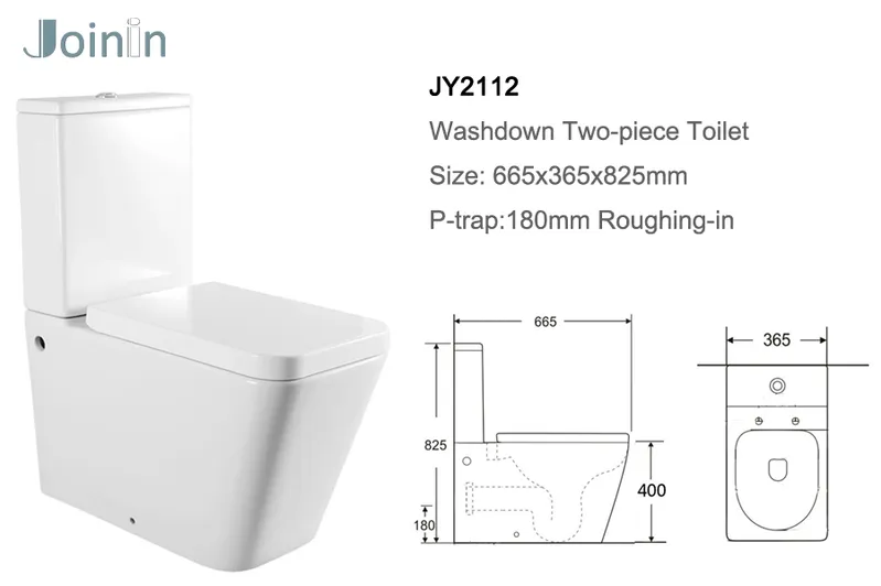 Sanitary Ware Bathroom Ceramic Two Piece Wc Toilet with P-Trap (JY2112)