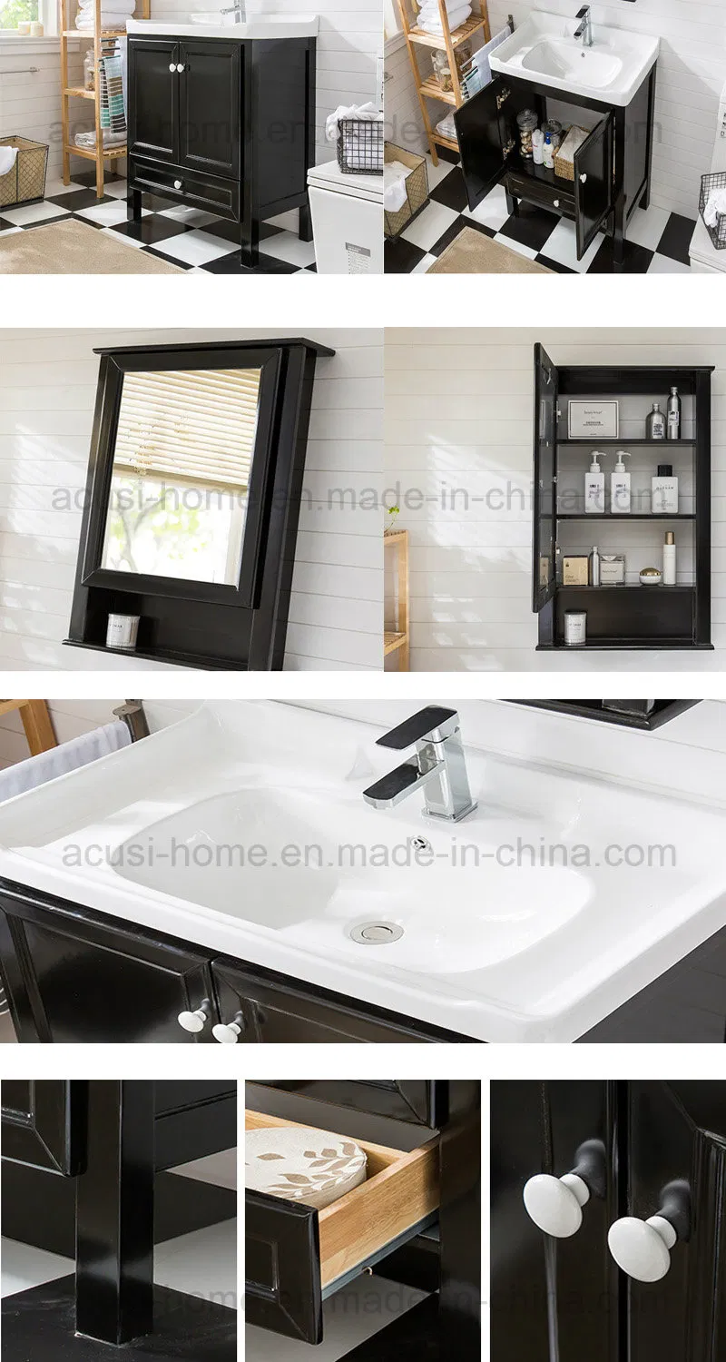 Small Size Wood American Style Bathroom Vanity with Ceramic Sink (ACS1-W68)