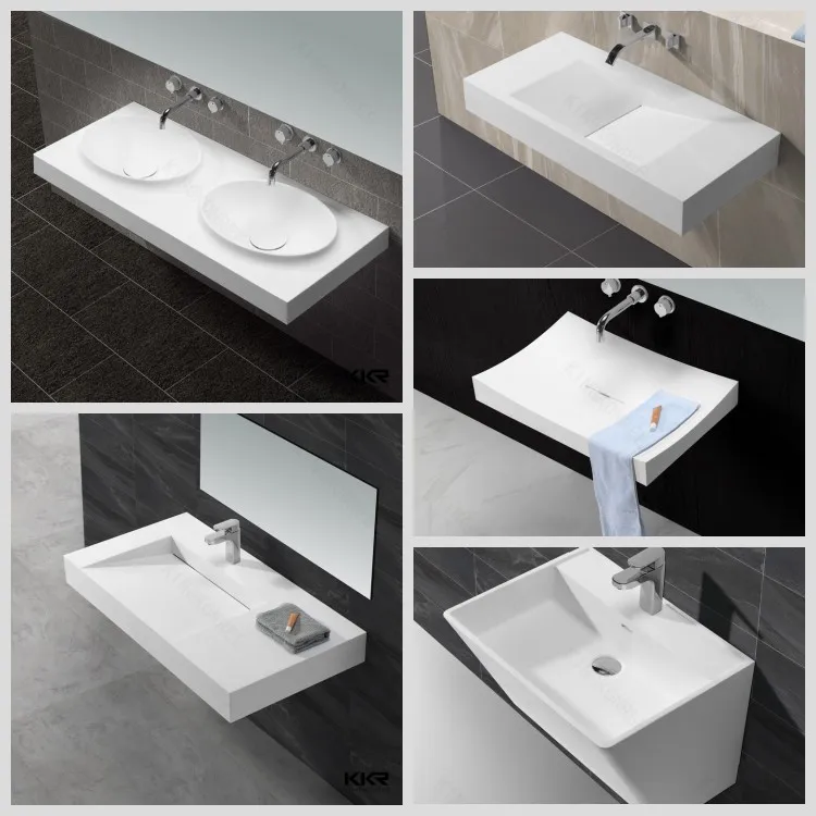 Modern Design Solid Surface Freestanding Sink Bathroom Pedestal Wash Basin
