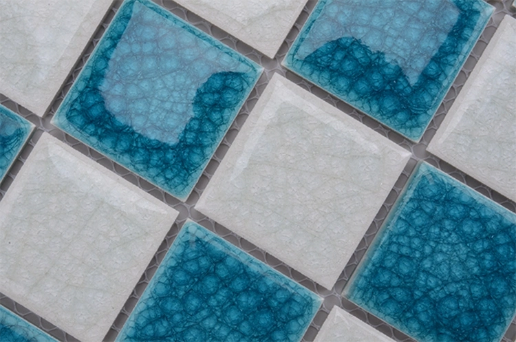 Australia Style Apartment Bathroom Decorative Ceramic Blue White Mosaic Tile