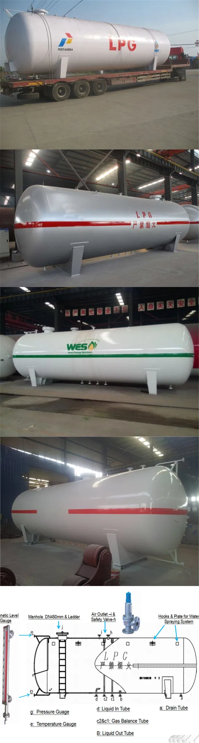 2-50tons LPG Tank Bulk LPG Tank Bulk Liquid Gas Tank