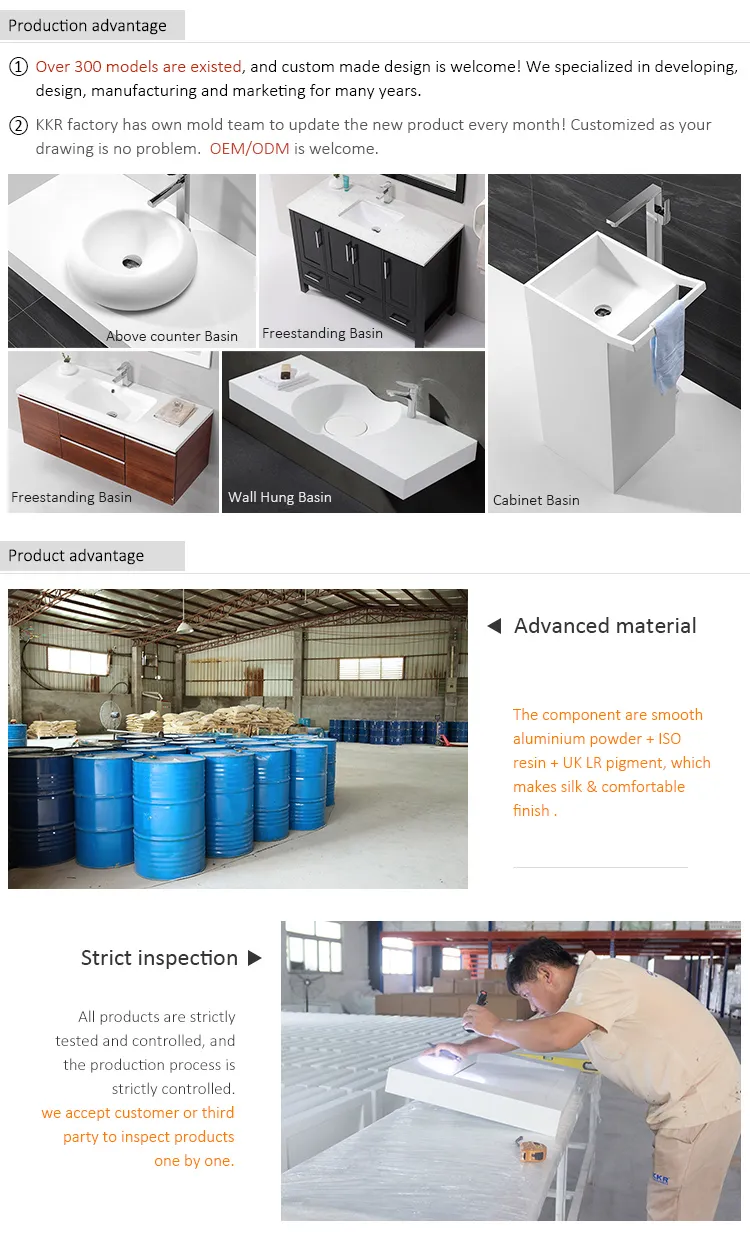 Europe Popular Corian Material Design Bathroom Cabinet Wash Basin