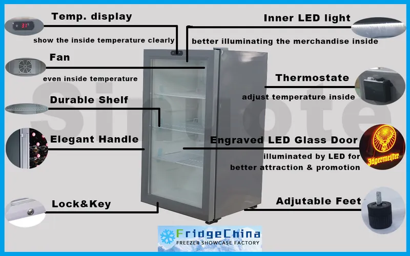 Commercial Upright Glass Door Display Refrigerator with Slim Design