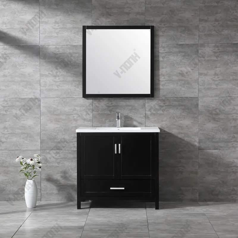 Espresso 36inch Solid Wood Bathroom Vanities with Side Cabinet