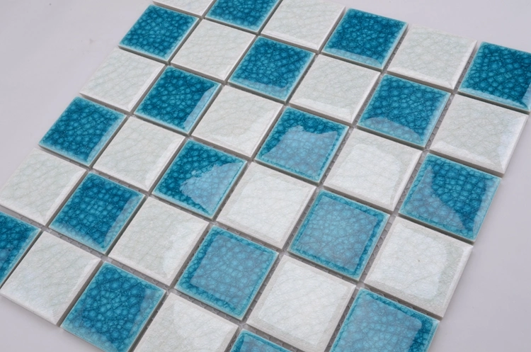 Australia Style Apartment Bathroom Decorative Ceramic Blue White Mosaic Tile