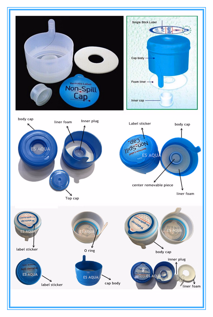 100% New Non Spill 55mm 5 Gallon Water Bottle Cap Cover Lids