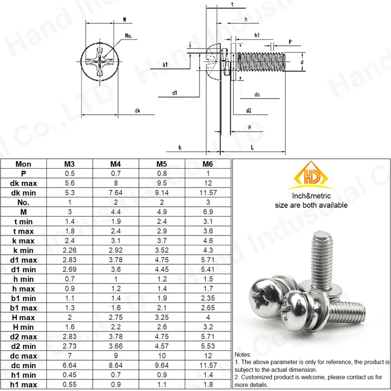 Stainless Steel Phillips Pan Head Machine Screw with Washer