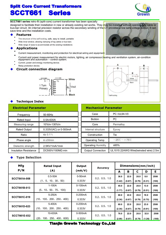 Current Transformer Core CT Sensor Split Transformer CT with ETL CB