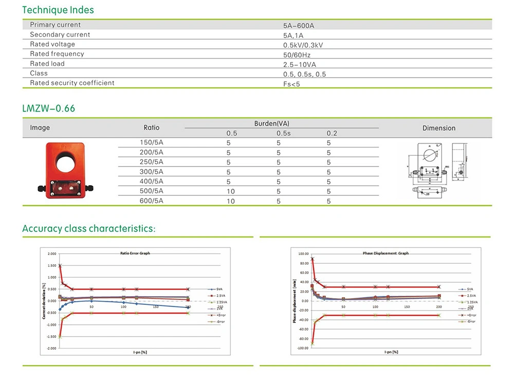 Lmzw-0.66 Series Outdoor Low Voltage Current Transformer with 0.5kv/0.3kv 5A-600A