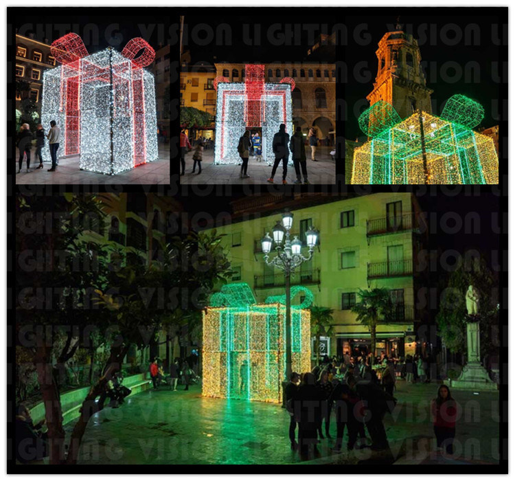 LED 3D Huge Present Box Motif Lights for Christmas Display