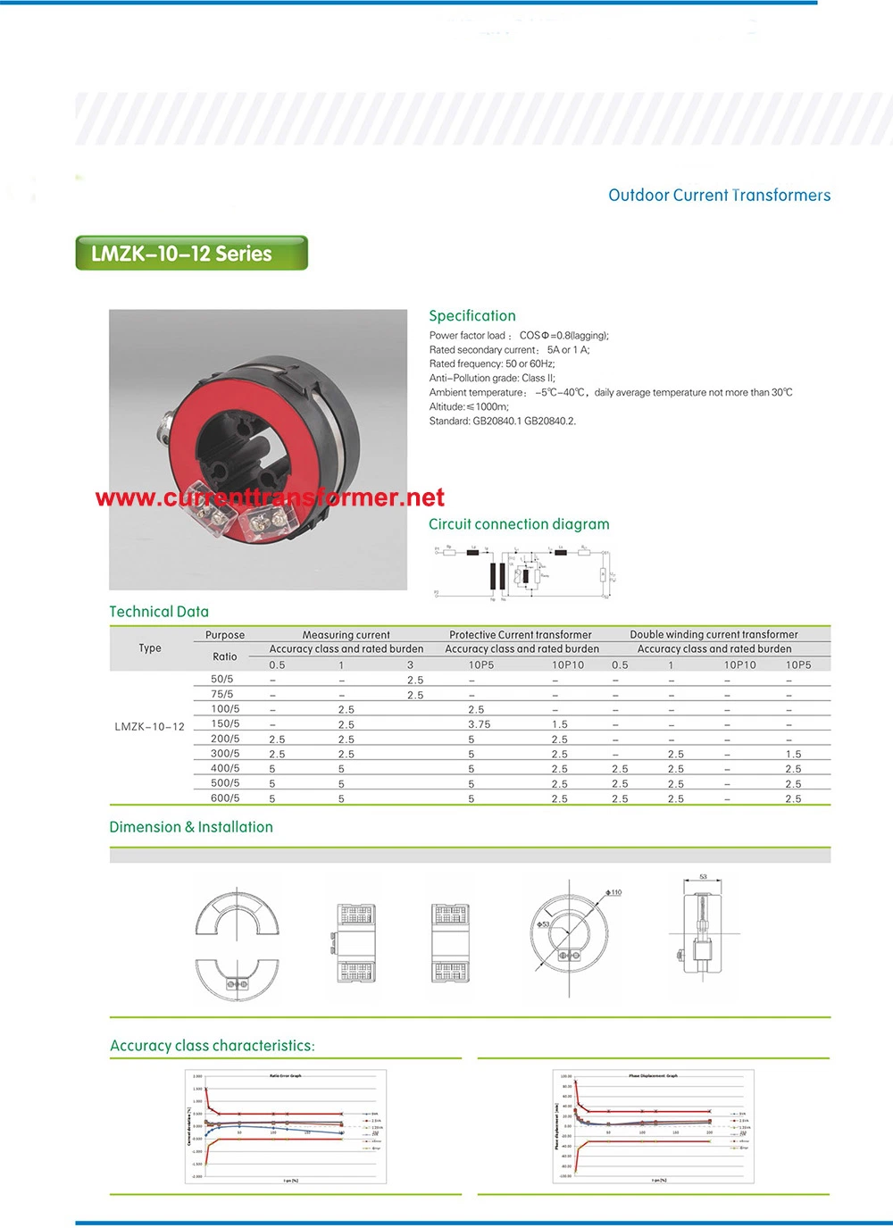 Lmzk-10-12 Series Outdoor Low Voltage Current Transformer with 50A-600A