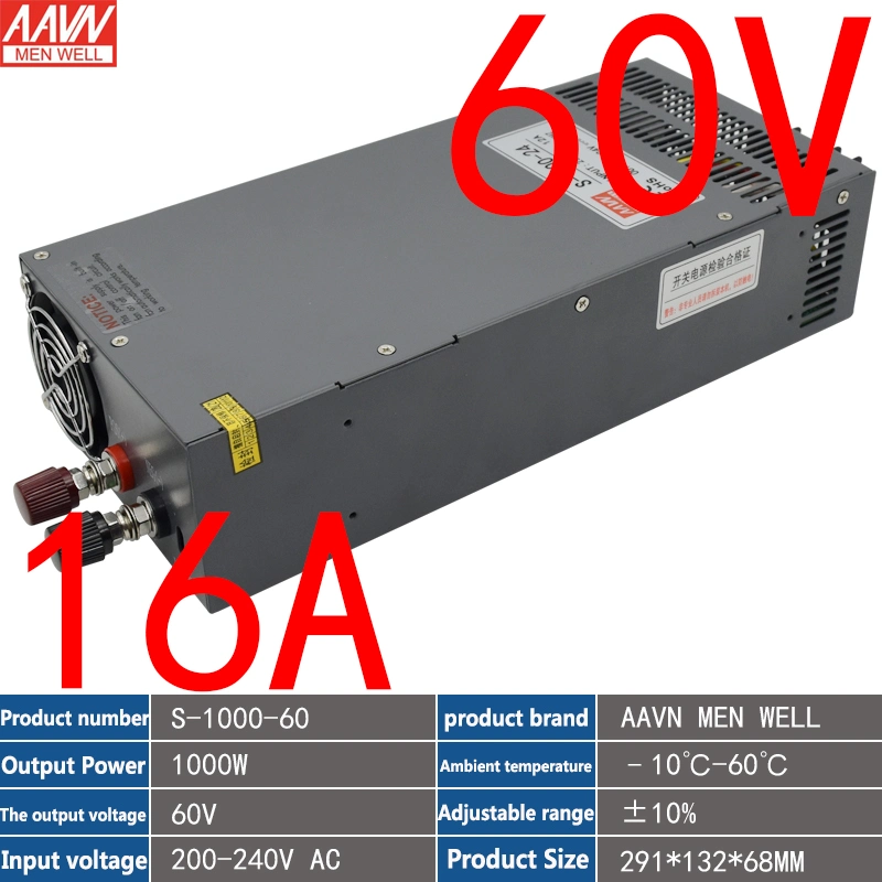 1000W Switching Power Supply DC Adjustable Voltage and Current 60V 16A Transformer