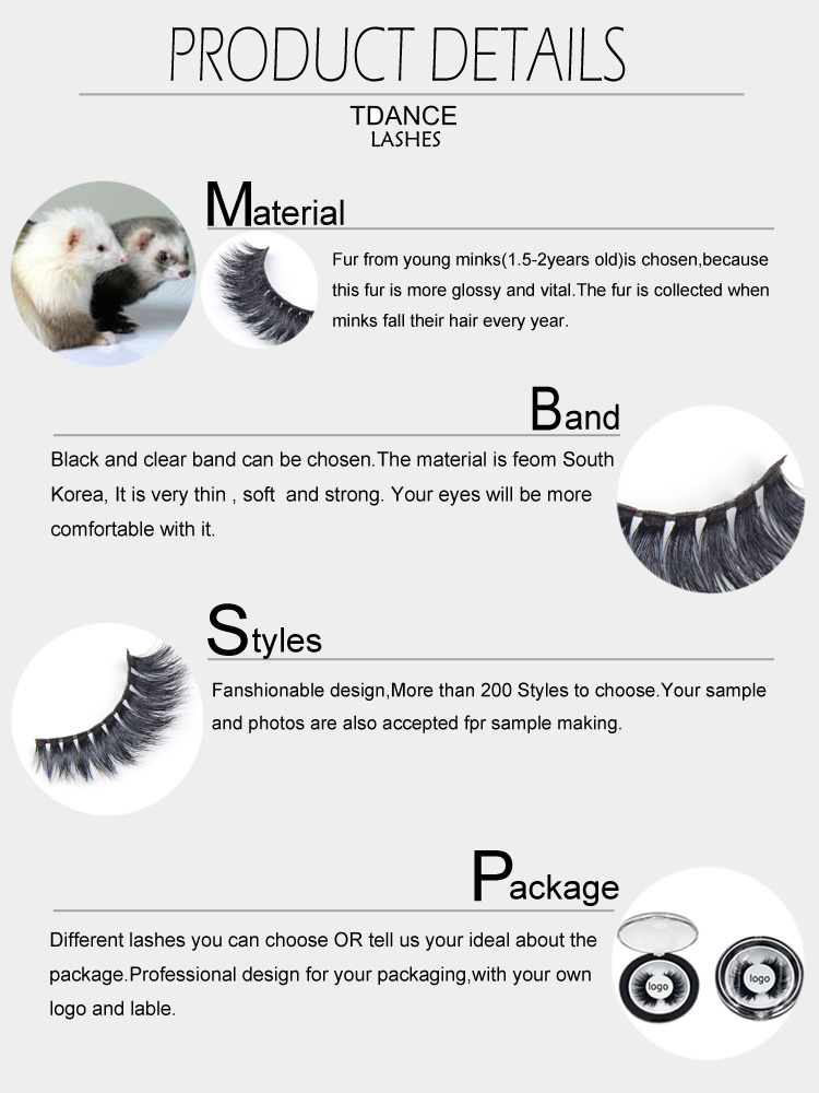 OEM Service False Eyelashes Cruelty Free Mink Fur Lashes, Magnetic Box 3D Mink Eyelashes
