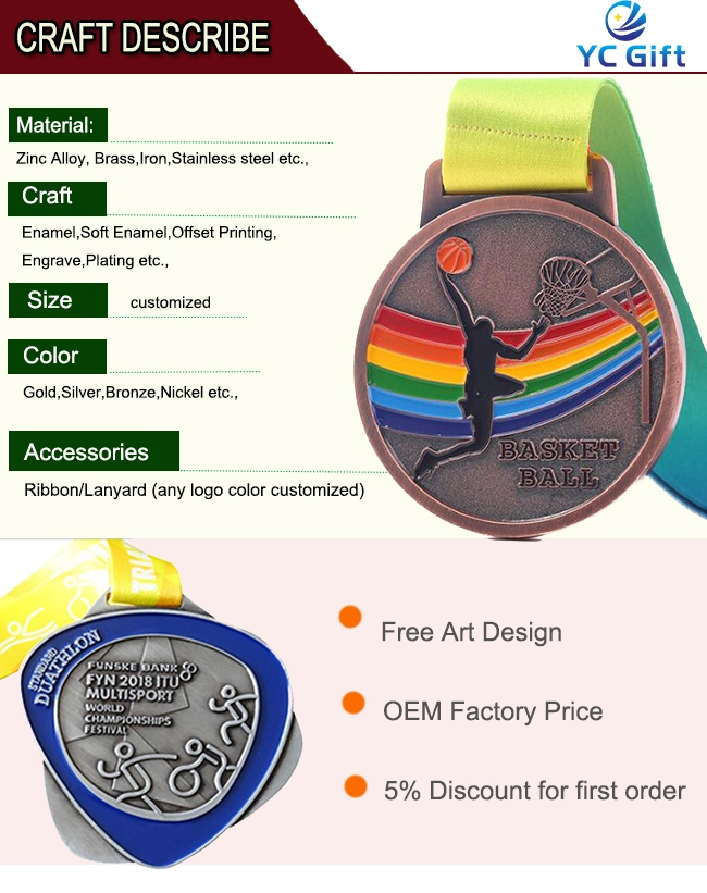 Custom Metal Sport Medal Olympic Game Victory Honor Souvenir Medallion with Lanyard