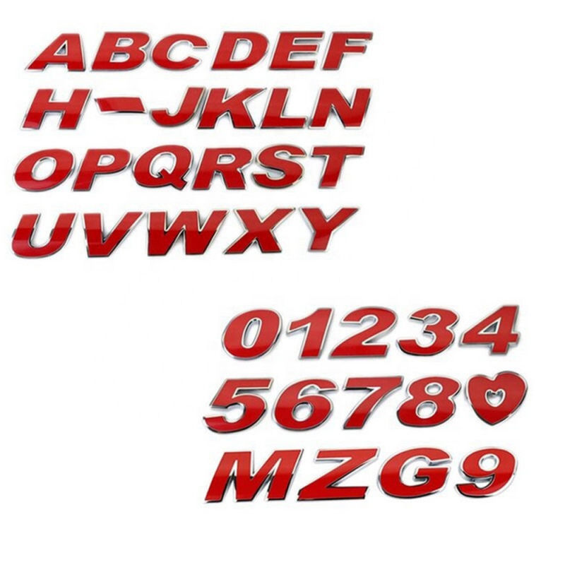 Metal 3D Car Alphabet Letter Number Sticker