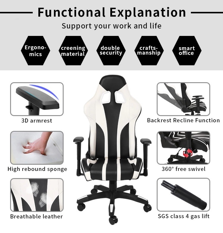 Synthetic Leather Revolving New Style Wcg Gaming PC Office Chair with Different Colors