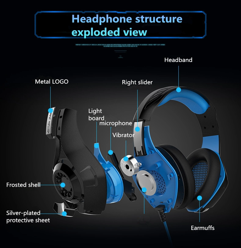 Mobile Phone Use Deep Bass Dual Speakers Vibrated Wireless Video Game Headset Game Headphone