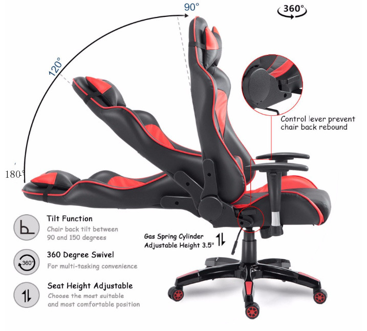 Comfortable Modern Executive PU Leather Office Chair with Headrest Gaming Chair Gamer