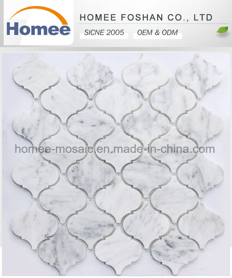 China Art Design Carrara White Arabesque Marble Waterjet Artistic Mosaic