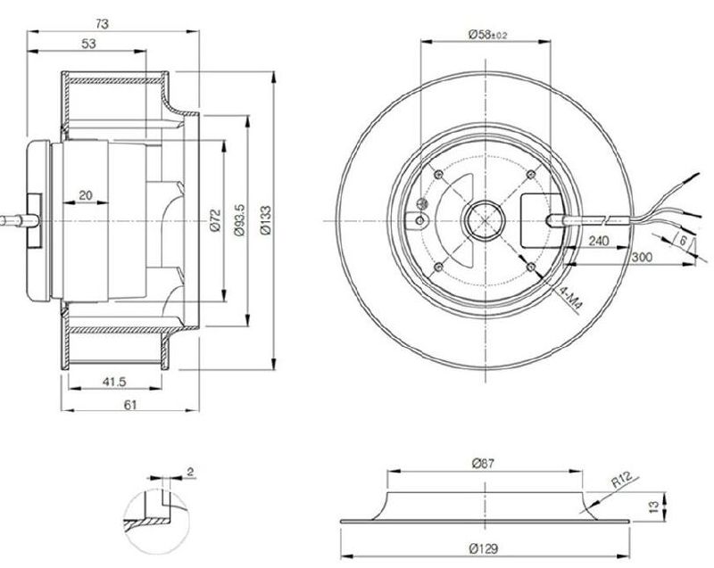 High Quality Backward Curved Centrifugal Fan 133mm