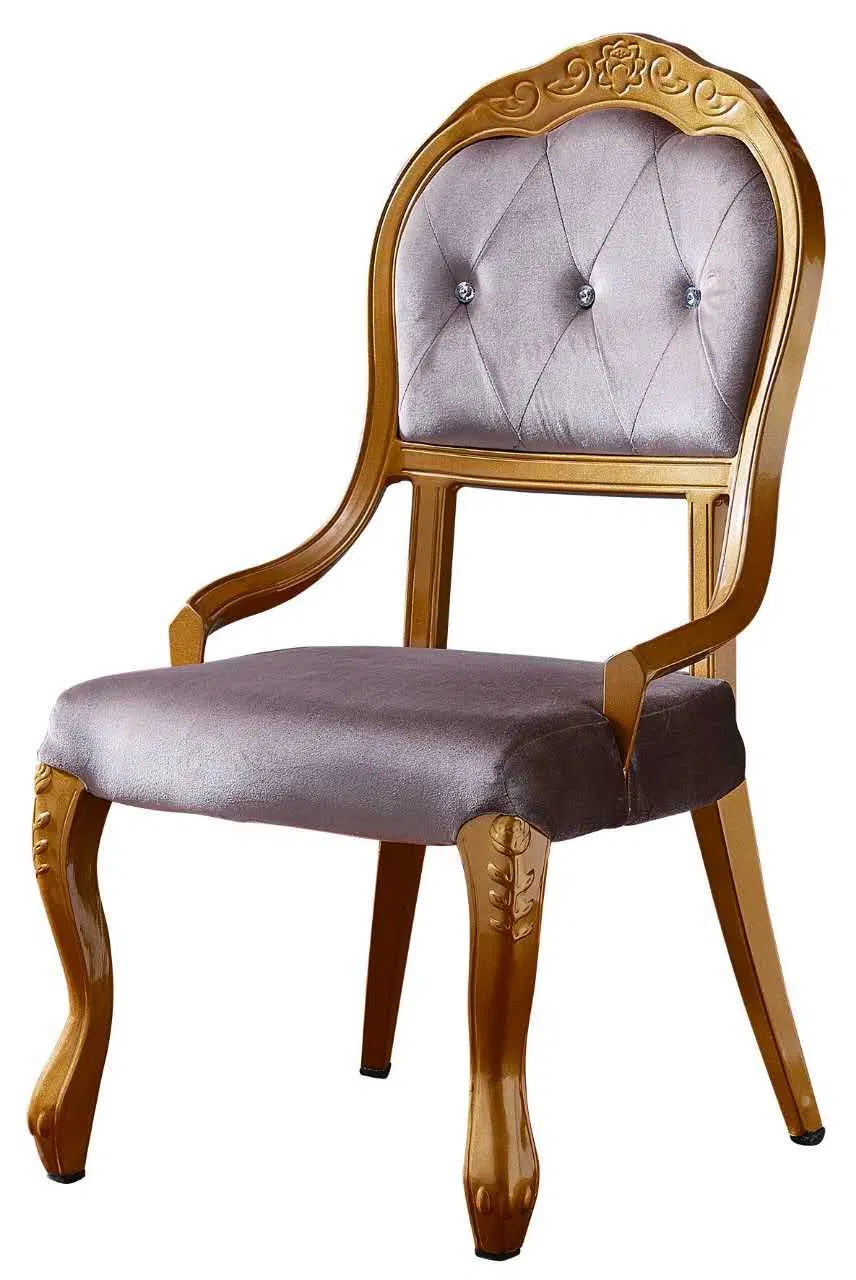 Home Furniture Linen Button Chair Popular Model Ring Hotel Banquet Aluminium Dining Chair