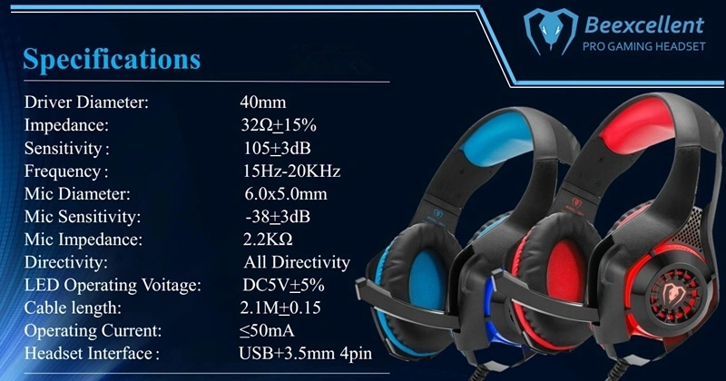 Best Bass Stereo Custom Gaming Game Headset Game Headphone with USB Mic