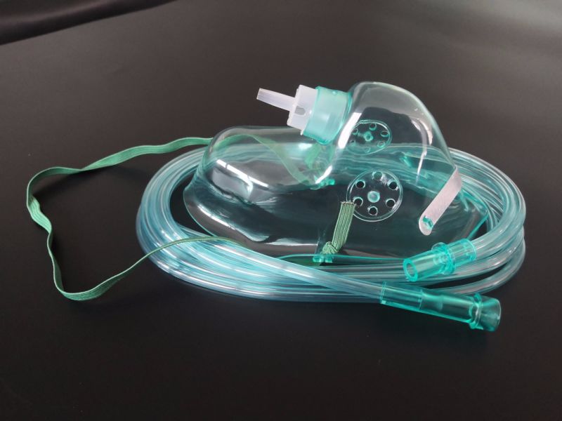 Factory Wholesale PVC Oxygen Mask with Nose Clip and 7 Feet Tubing