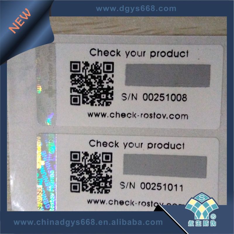 Custom Color Changeable Hohogam Foil Stamping Sticker with Qr Code