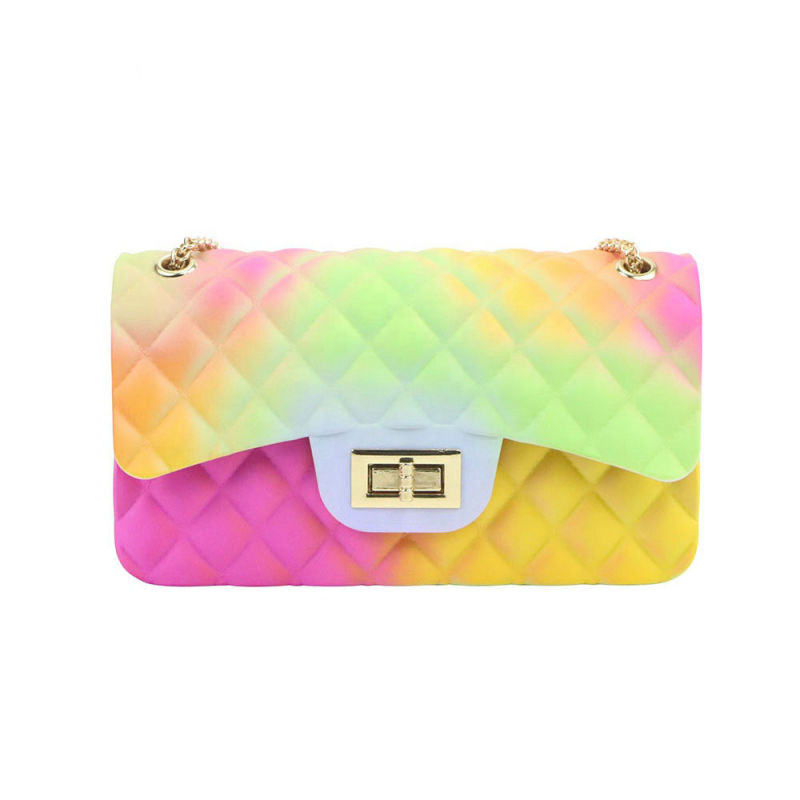PVC Jelly Matte Multicolor Purse Handbag Colorful Jelly Chain Bag