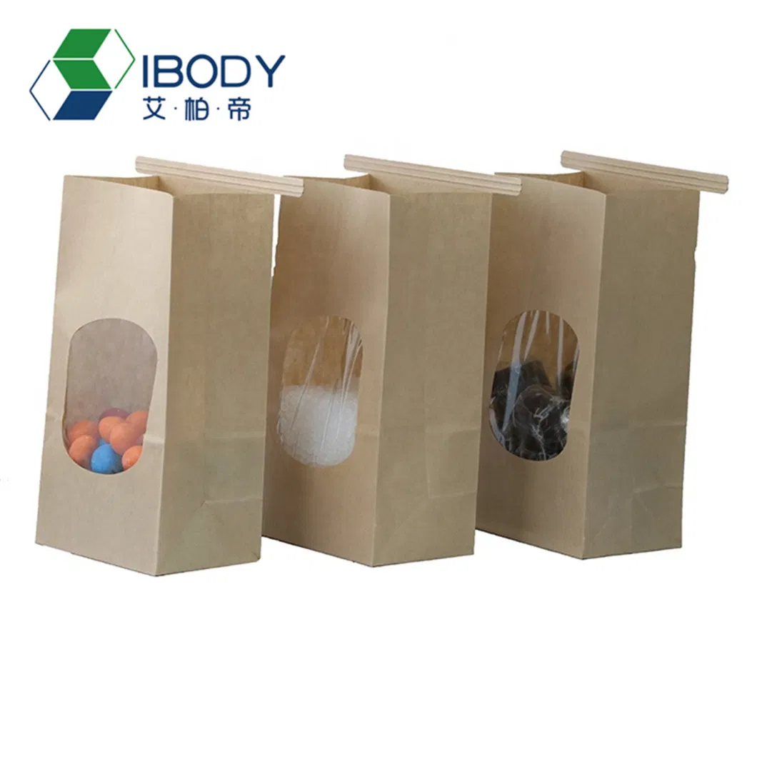 Custom Print Biodegradable Tin Tie Take Away Brown Paper Food Bag