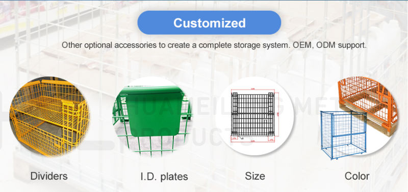 Euro Transport Metal Foldable Collapsible Wire Mesh Pallet Storage Cages