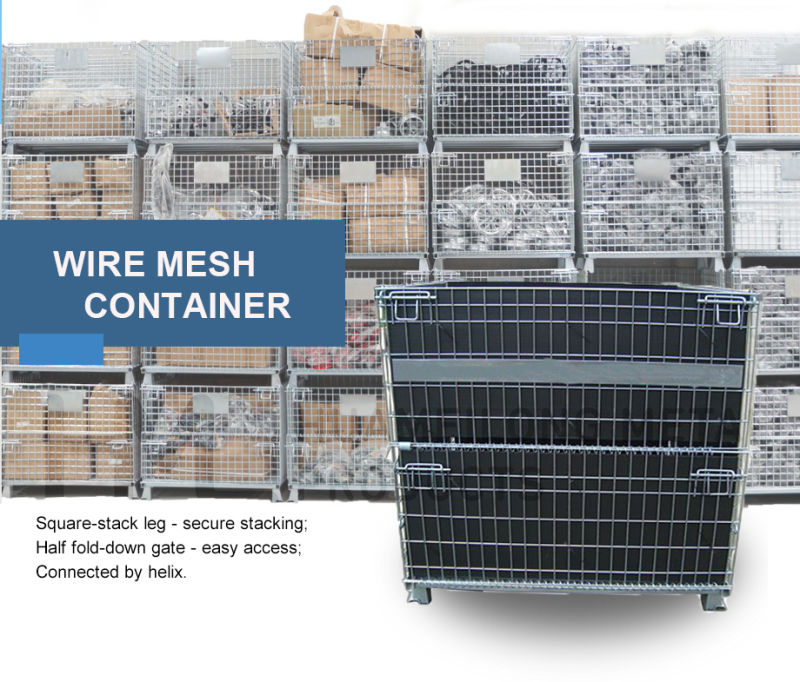 Rigid Zinc Warehouse Collapsible Foldable Durable Pallet Wire Mesh Containers