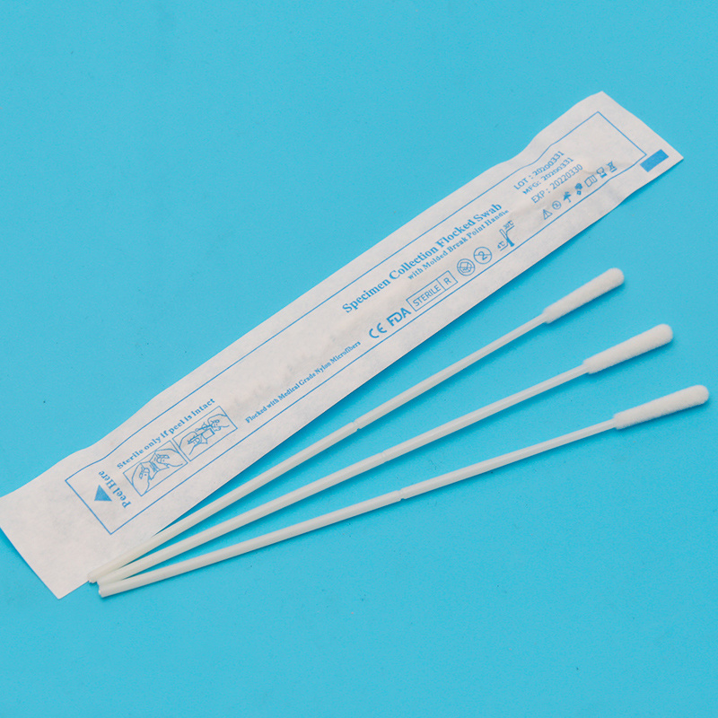 Medical PP Stick Sterile Samping Nasal Pharyngeal Nasopharyngeal Oral Nylon Flocked Swabs