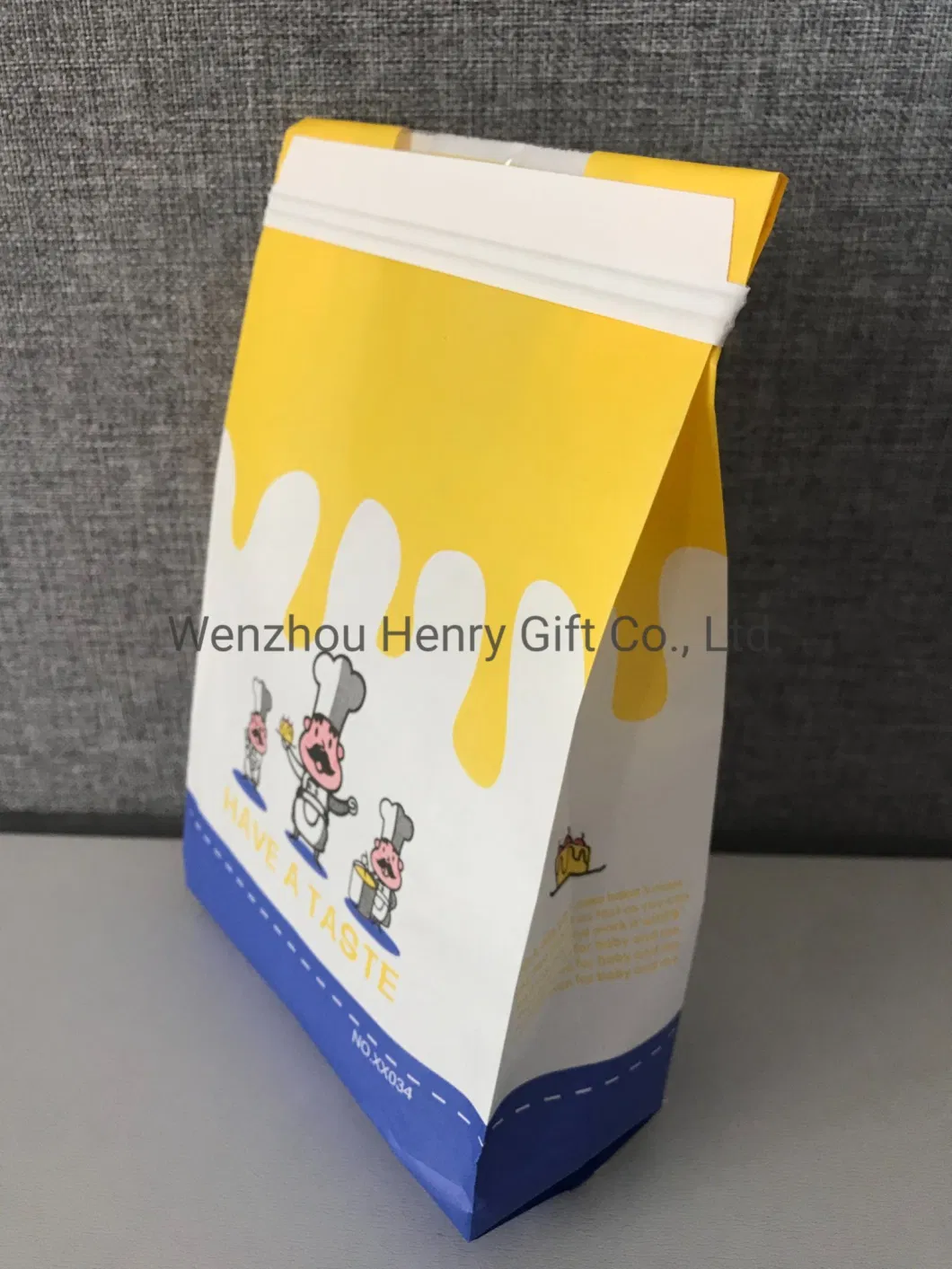 OEM Greaseproof Food Packaging Paper Bag with Window and Tin Tie